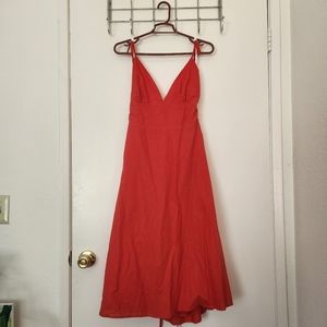 NWT Lulu's Linen and Cotton Red Midi Dress